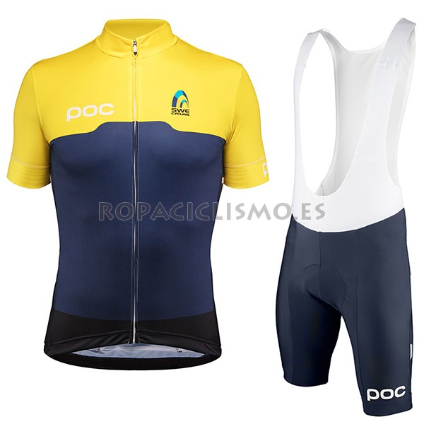 2017 Maillot Suecia tirantes mangas cortas amarillo y azul